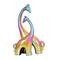 15" Multicolor Ceramic Giraffe Sculpture with Rainbow Shimmer Finish